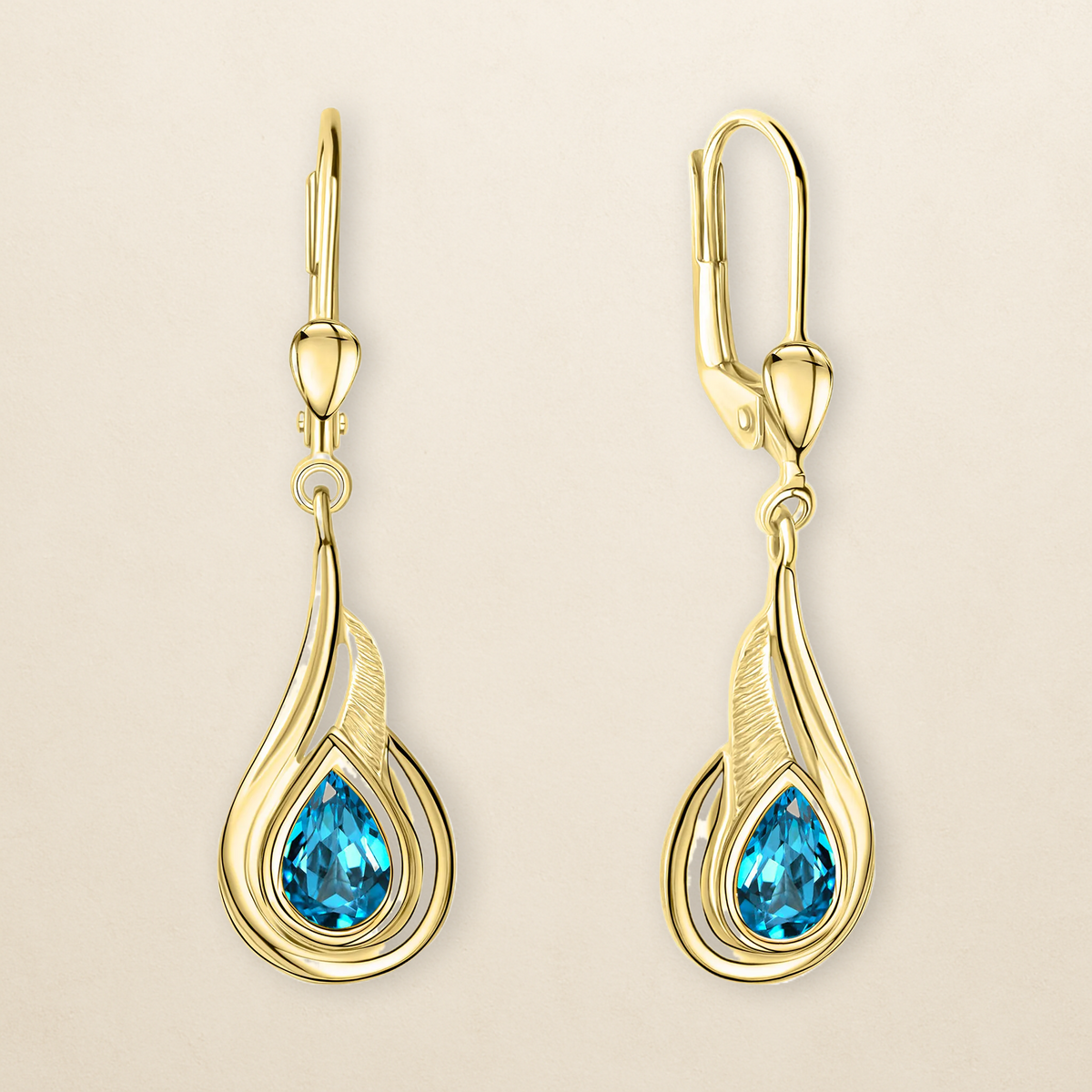 Étoile Drops – Blautopas in 375er Gold