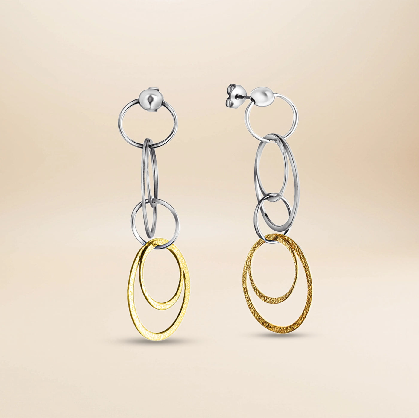 Céleste Sculpt Ohrhänger – 925 Sterling Silber rhodiniert & teilvergoldet