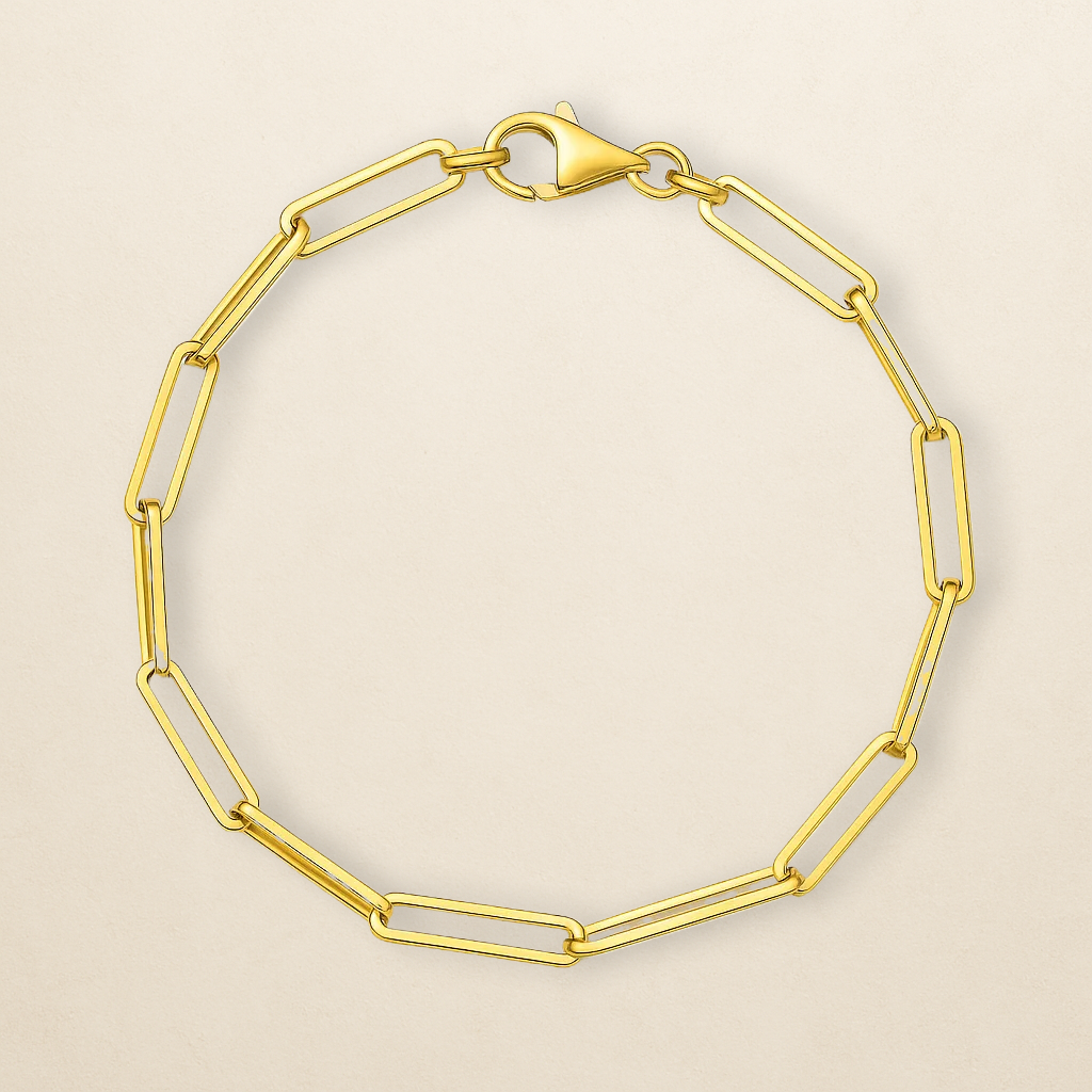 Néa Paperclip-Armband – in 333er Gold