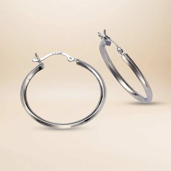 Célest Slim Creolen – 925 Sterling Silber rhodiniert