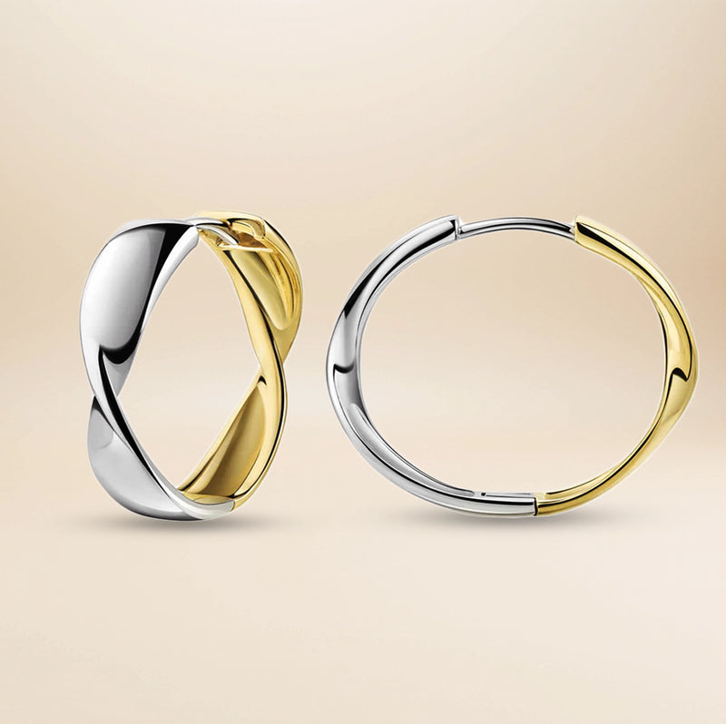 Clairette Sculpt Creolen – 925 Sterling Silber rhodiniert & teilvergoldet