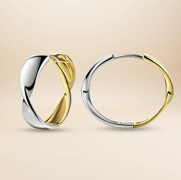 Clairette Sculpt Creolen – 925 Sterling Silber rhodiniert & teilvergoldet