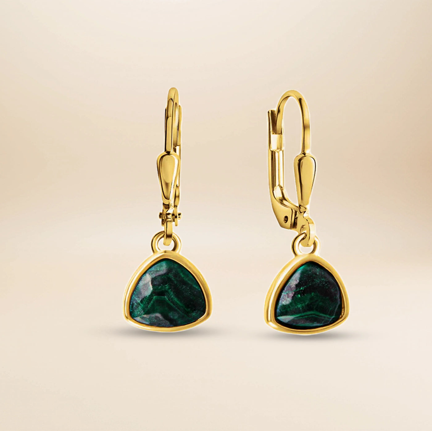 Étoile Sculpt Ohrhänger – 925 Sterling Silber vergoldet mit Malachit