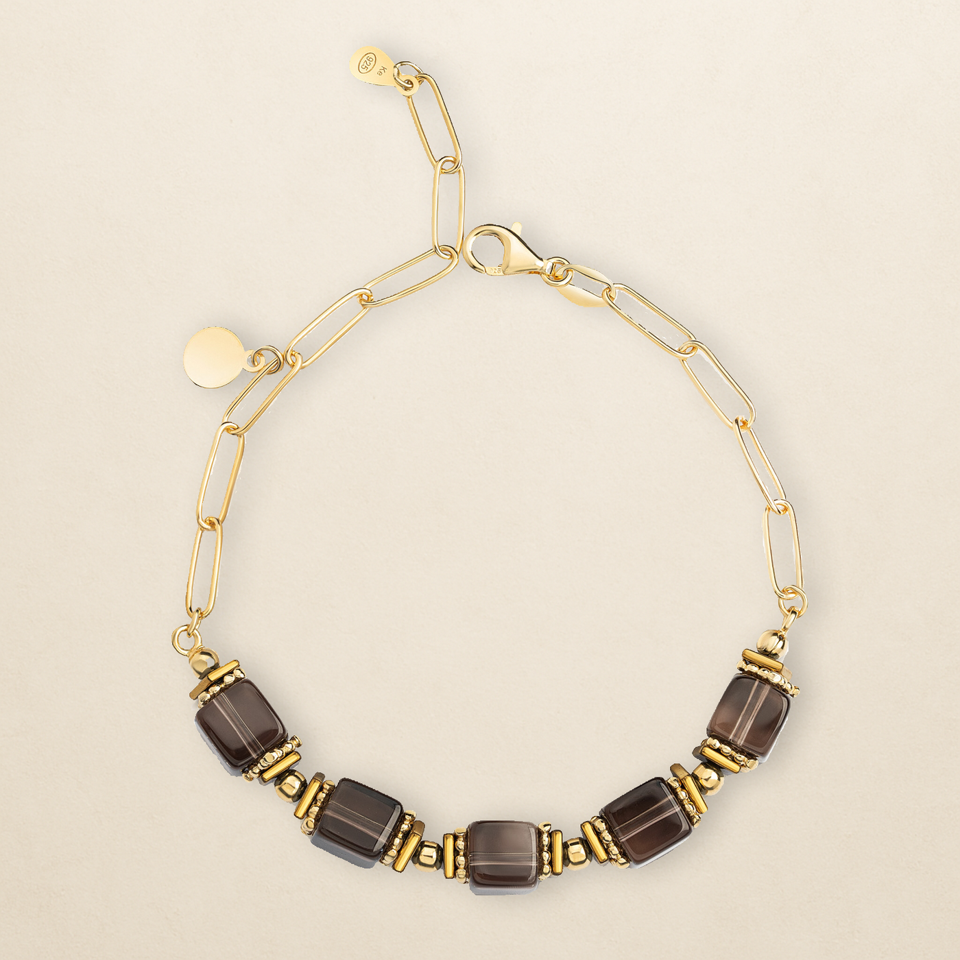 Liora Rauchquarz-Armband – vergoldetes 925er Silber