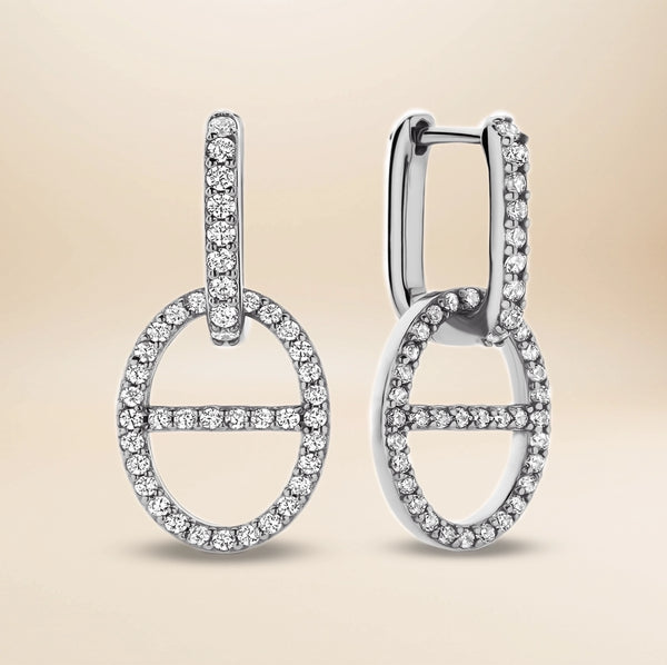 Odette Creolen – Zirkonia mit Anhänger in 925er Silber